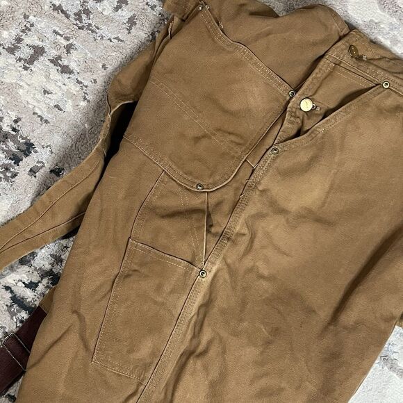 Vintage Carhartt Bib Carpenter Overalls Mens 46x34 Brown Duck Double Knee USA - Picture 9 of 16